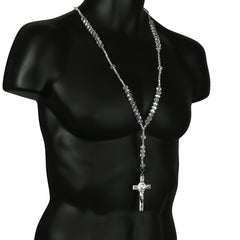 Clear Crystal Line Rosary With Cross Pendant
