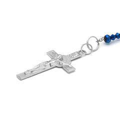 Lupe Epoxy Blue Violet Crystal Line Rosary With Cross Pendant