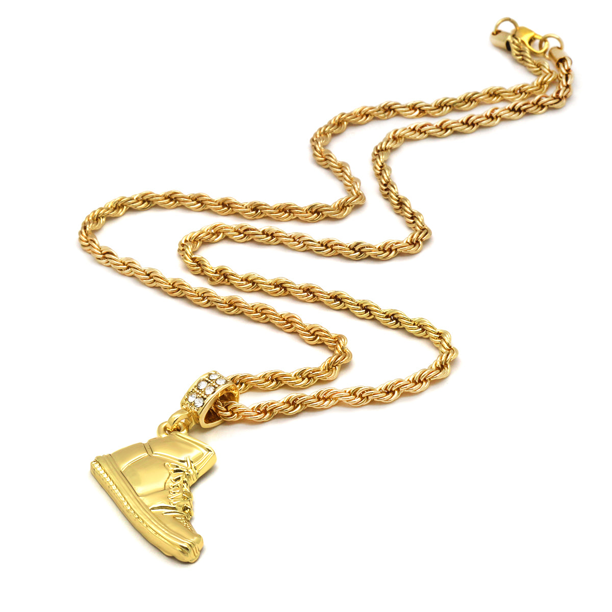 14K GOLD PLATED RETRO 1 PENDANT WITH GOLD ROPE CHAIN