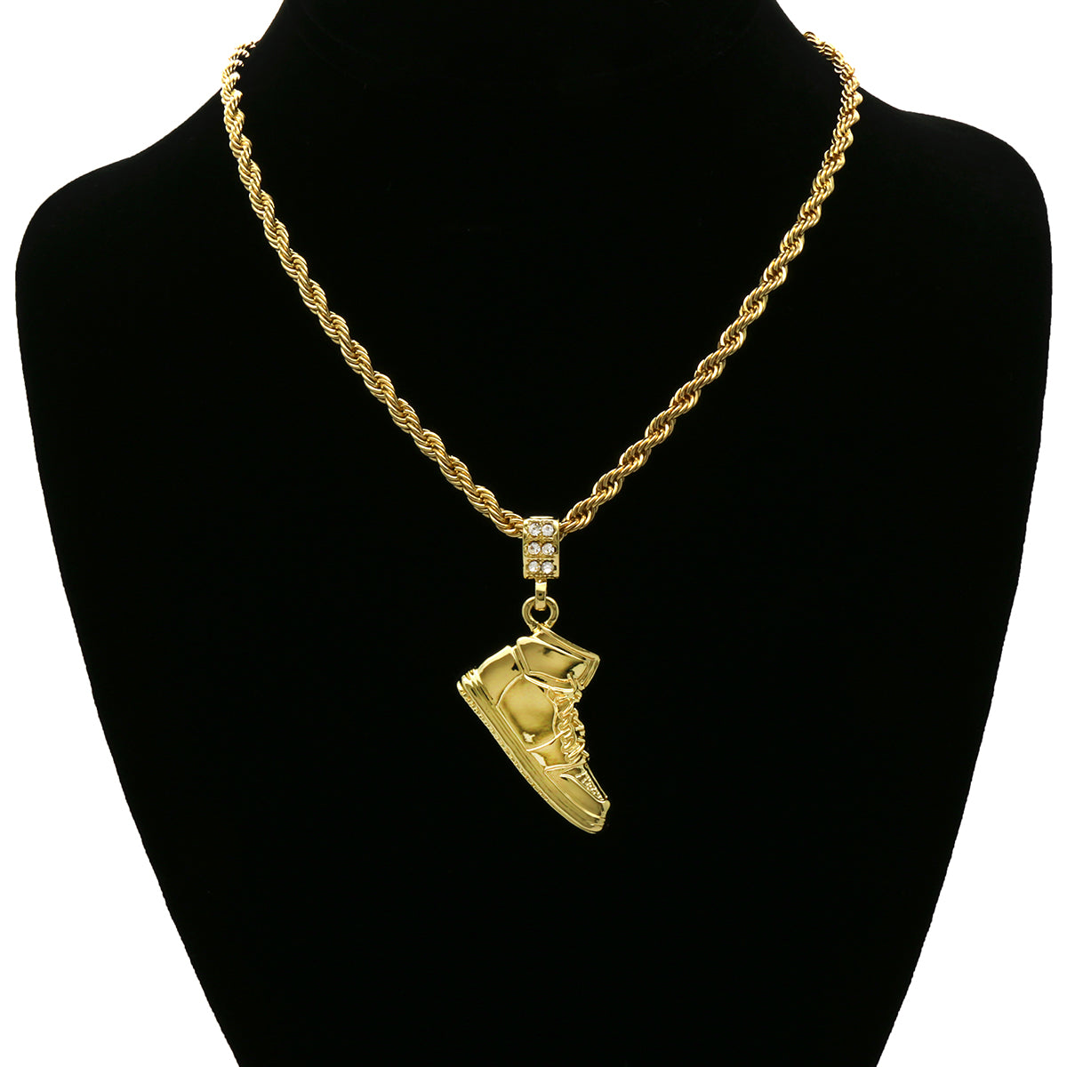 14K GOLD PLATED RETRO 1 PENDANT WITH GOLD ROPE CHAIN