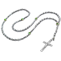 Sanjudas Epoxy Silver Crystal Rosary With Cross Pendant