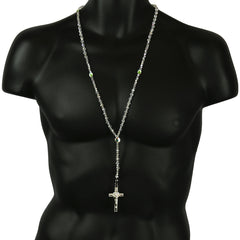 Sanjudas Epoxy Clear Crystal Rosary With Cross Pendant