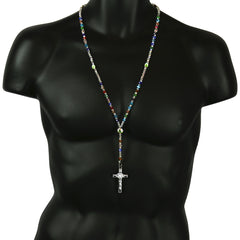 Sanjudas Epoxy Multi Crystal Rosary With Cross Pendant