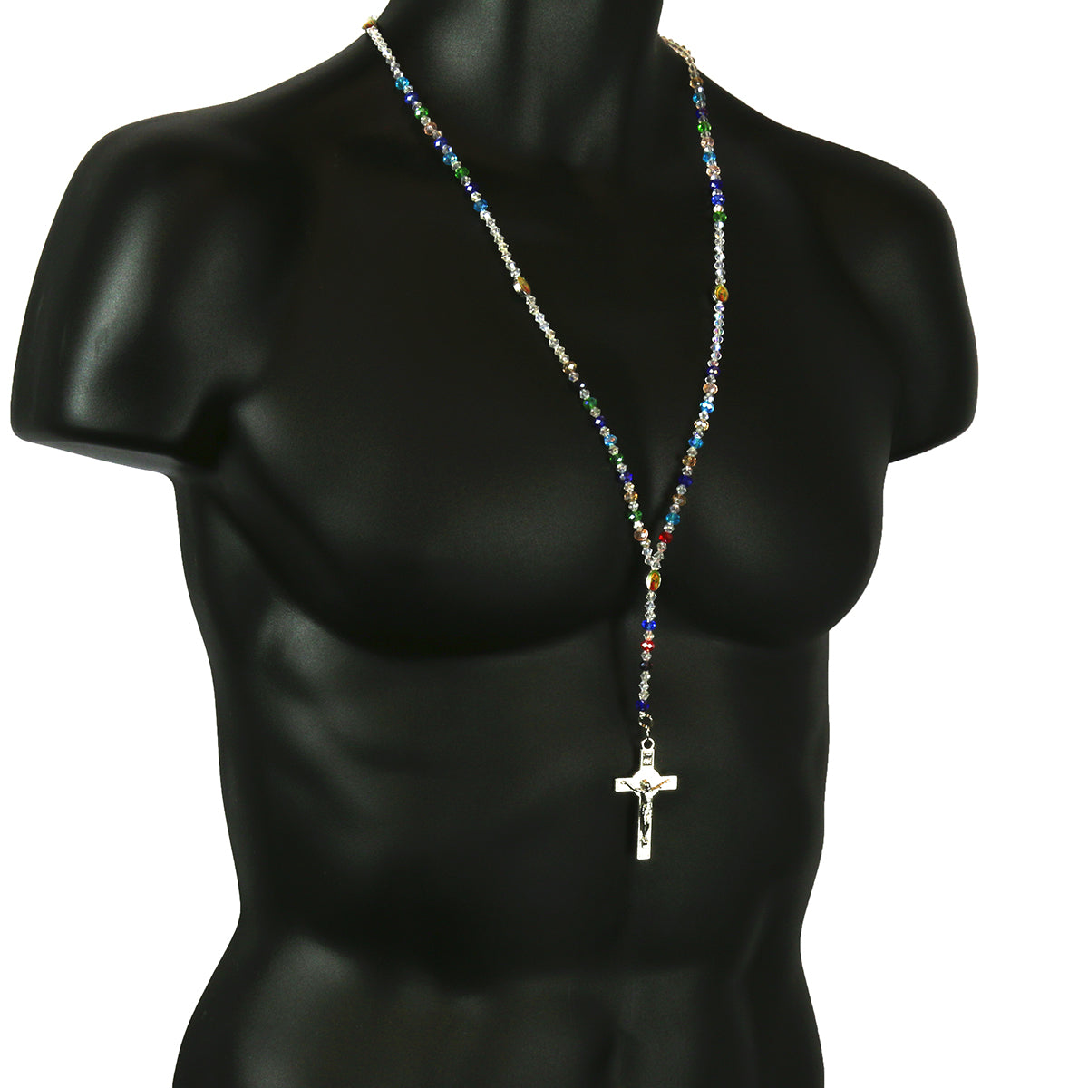Lupe Epoxy Multi Crystal Rosary With Cross Pendant