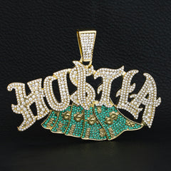 XXL Huge Money Hustla Pendant Fully Iced Cuban Chain 16mm