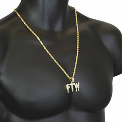 DRIP FTW PENDANT WITH GOLD ROPE CHAIN