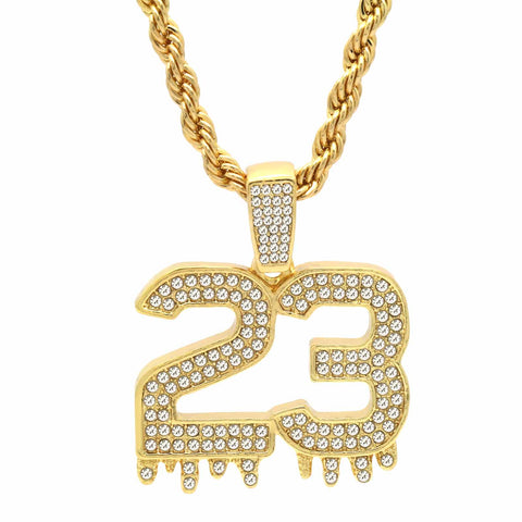 DRIP 23 PENDANT WITH GOLD ROPE CHAIN