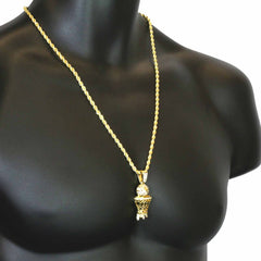 DRIP BASKETBALL PENDANT WITH GOLD ROPE CHAIN