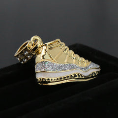 Retro "Cool Grey " Shoe 14k Gold Pendant 20" Inch 4mm Rope Choker Chain