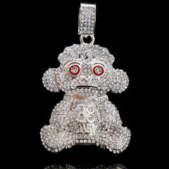 Baby 38 Iced out Pendant Silver Plated Rope Chain 4mm 24"