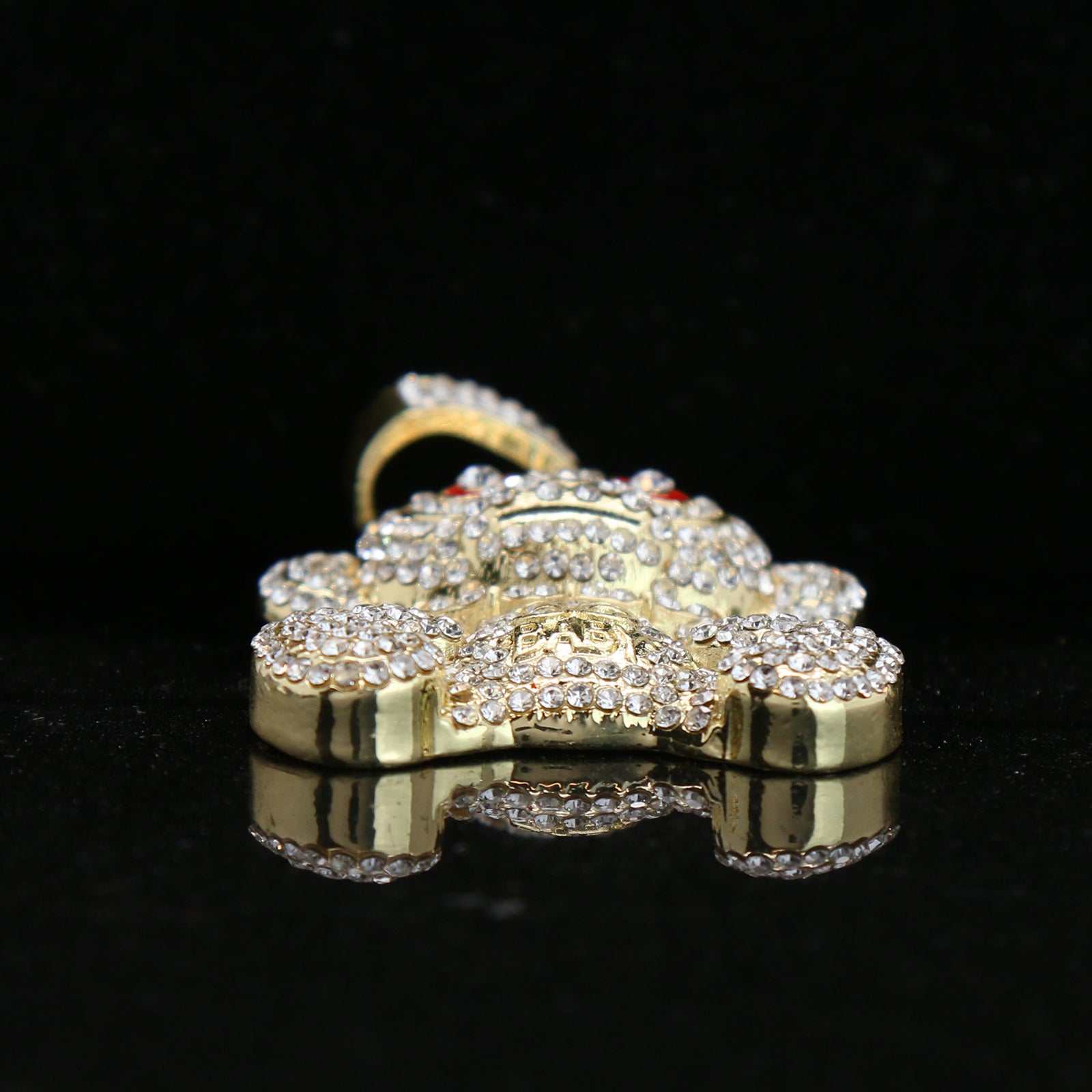 Baby 38 Iced out Pendant Gold Plated Franco Chain 4mm 24"