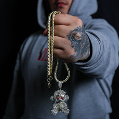 Baby 38 Iced out Pendant Gold Plated Franco Chain 4mm 24"