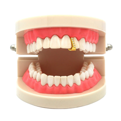 GOLD GRILLZ SINGLE TOOTH CZ GAP