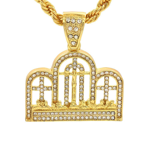 Gold Filled Last Supper Pendant with Rope Chain