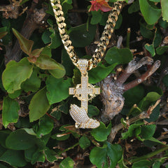 Gold Filled prayer Cross Pendant with Cuban Chain
