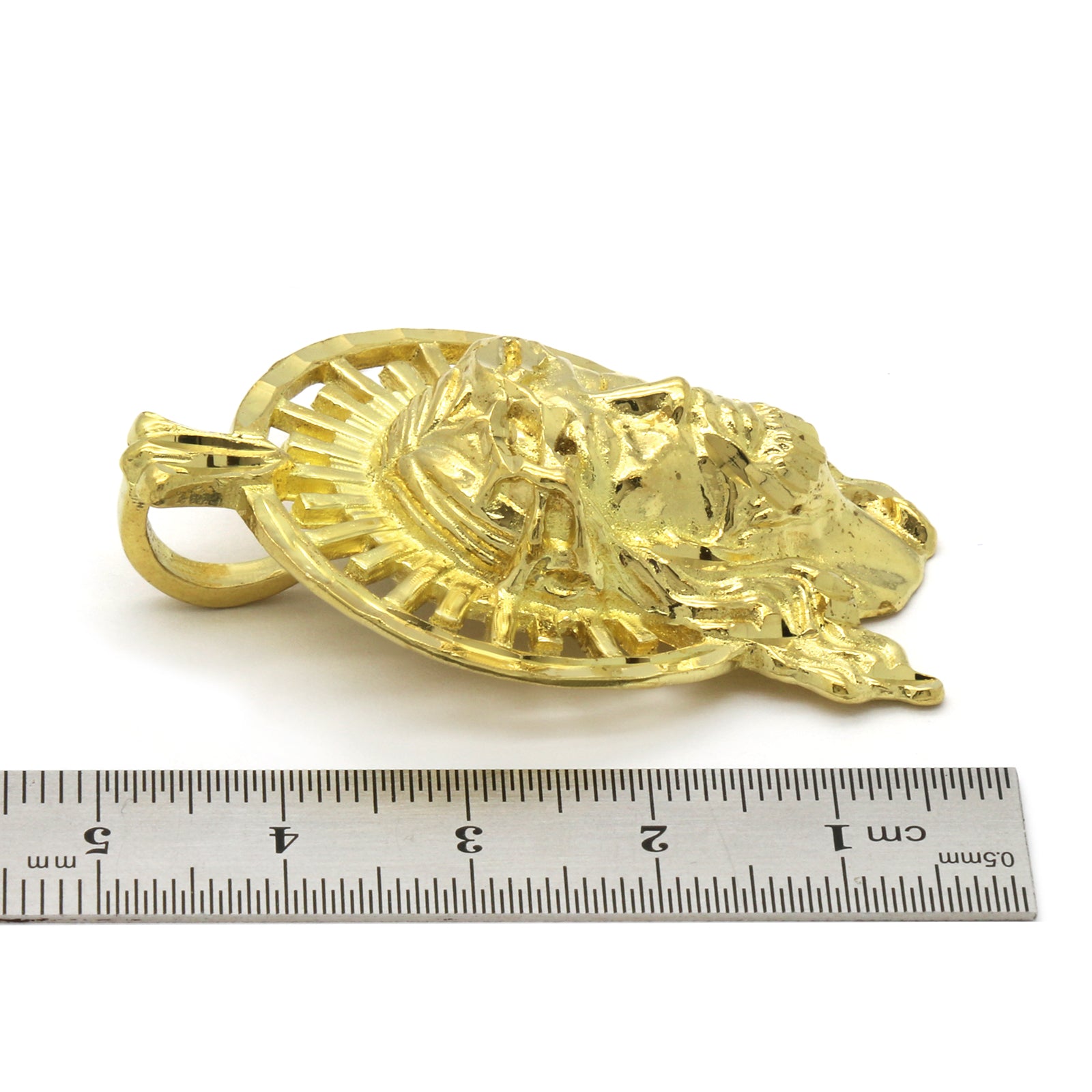 14K GOLD PLATED JESUS W/ CROWN PENDANT/CHAIN