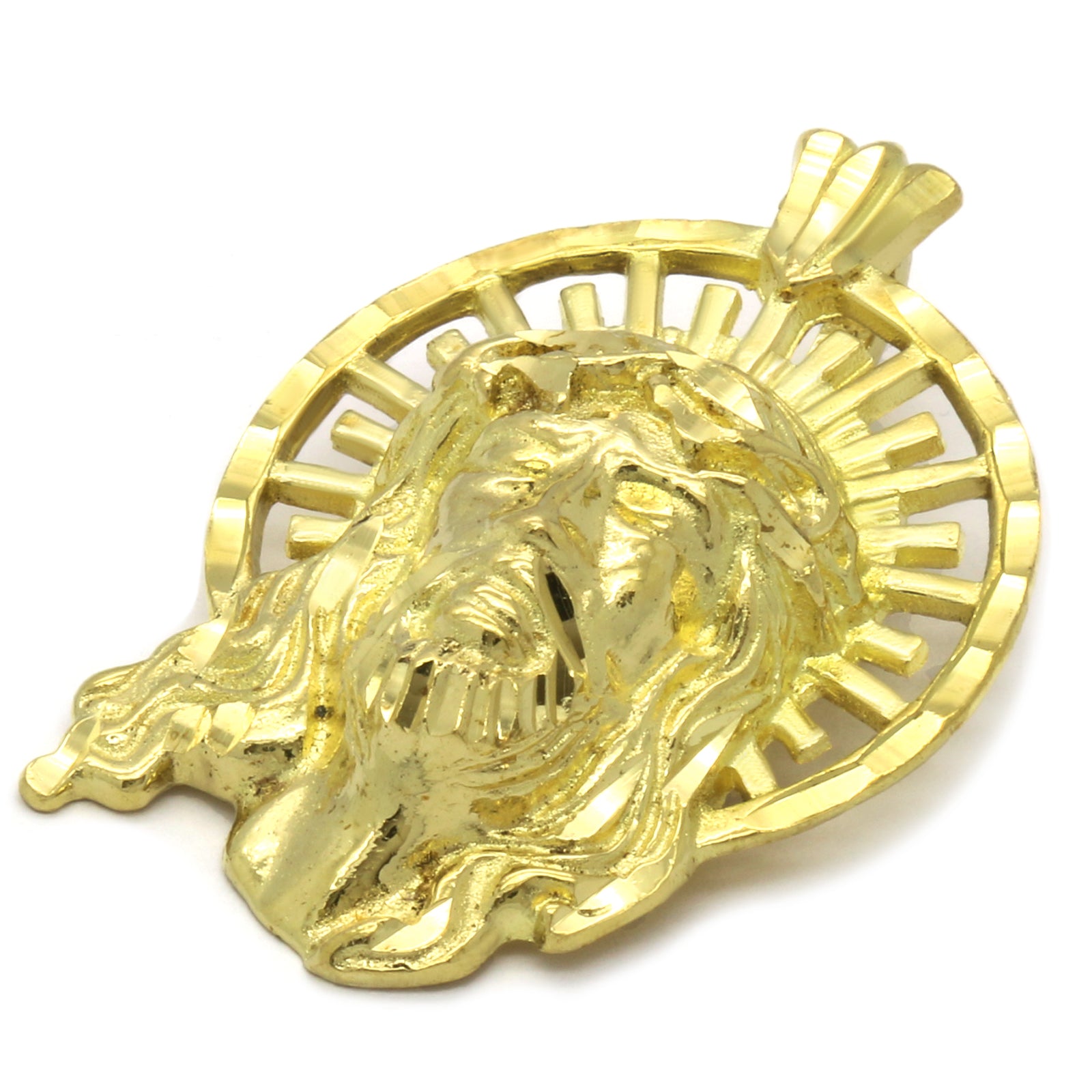 14K GOLD PLATED JESUS W/ CROWN PENDANT/CHAIN