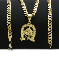 14K GOLD PLATED HORSE SHOE PENDANT/CHAIN