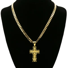 14K GOLD PLATED BRANCH CROSS PENDANT/CHAIN