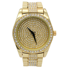 Gold Fully Ice Out Techno Rolex Style Watch