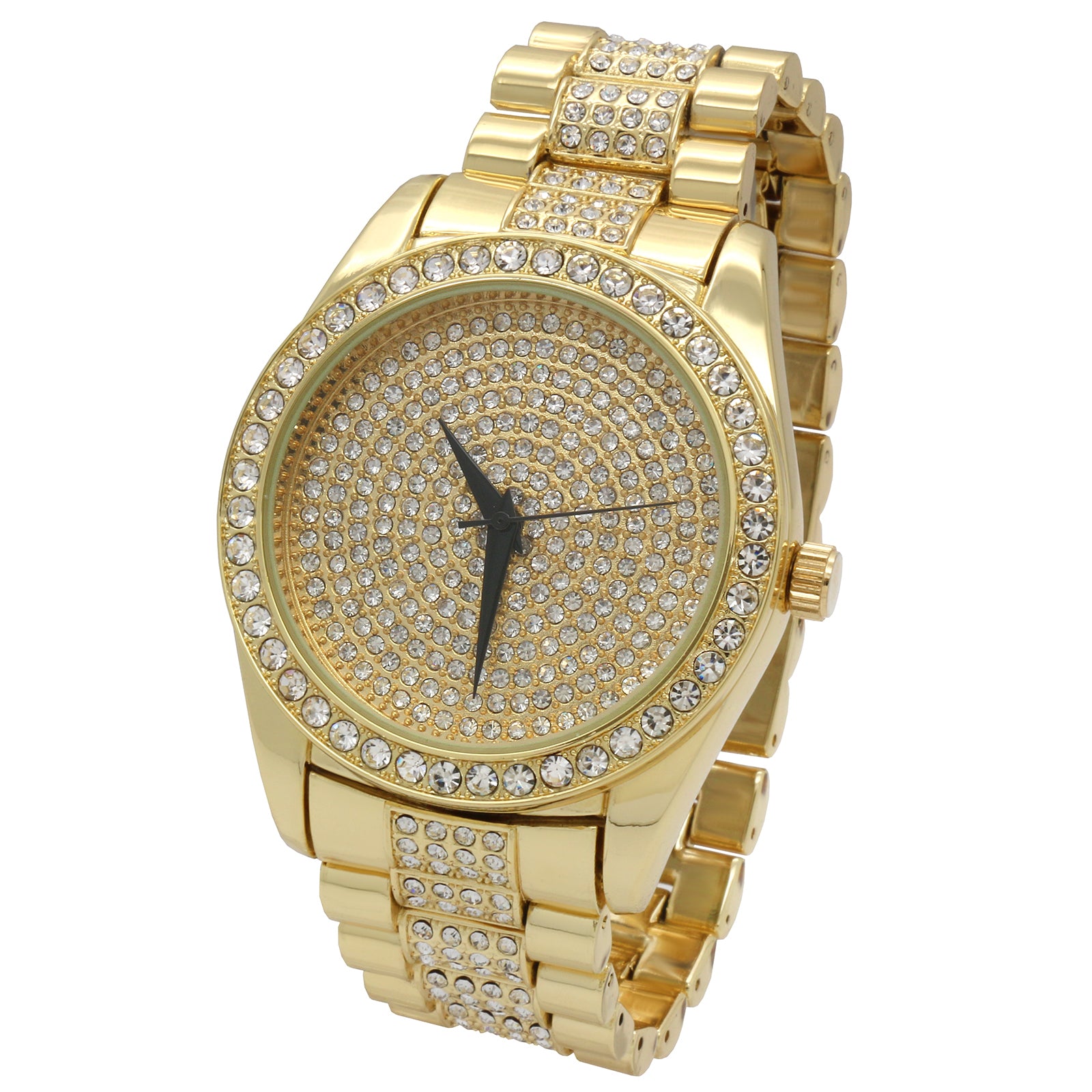 Gold Fully Ice Out Techno Rolex Style Watch
