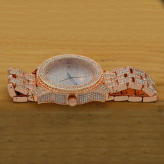 Rose Gold Fully Ice Out Techno King Watch