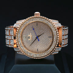 Rose Gold Fully Ice Out Techno King Watch