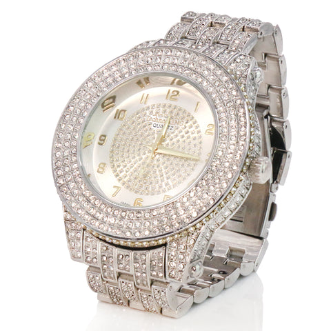 SST1 White Gold Iced Out / Quartz Techno KING Watch