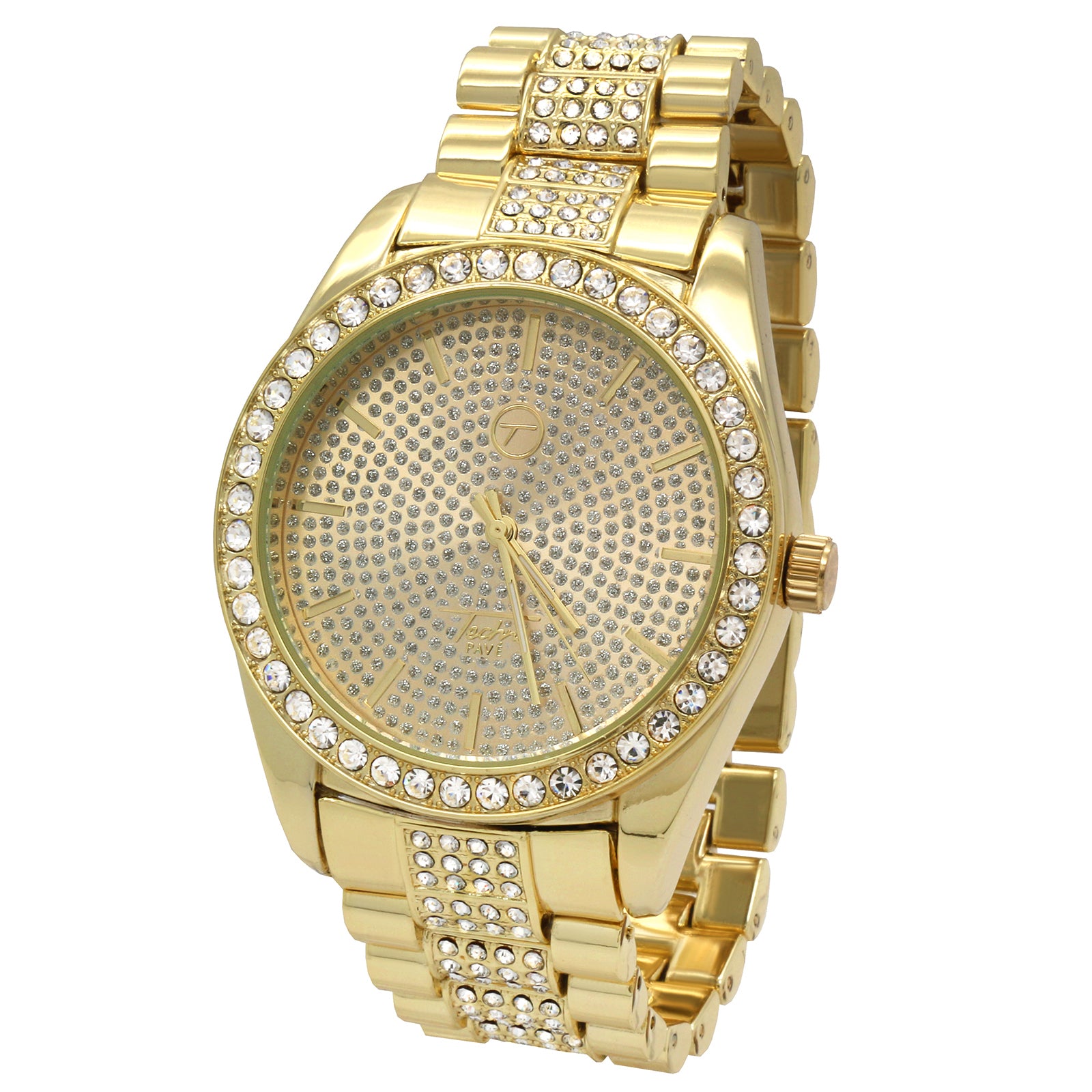 Gold Fully Ice Out Stardust Techno Pave Watch