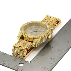 Gold Fully Ice Out Techno King Rolex Style Watch