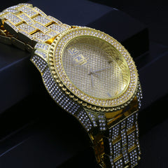 Gold Fully Ice Out Techno King Rolex Style Watch