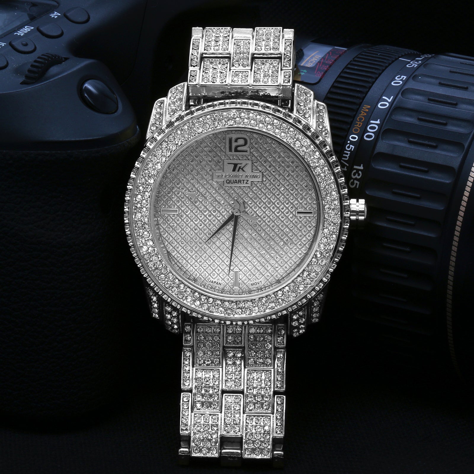 Silver Fully Ice Out Techno King Rolex Style Watch