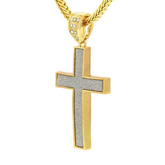 14k Gold Filled Stardust Cross Pendant with Franco Chain