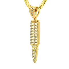 14k Gold Filled Bullet Pendant with Franco Chain