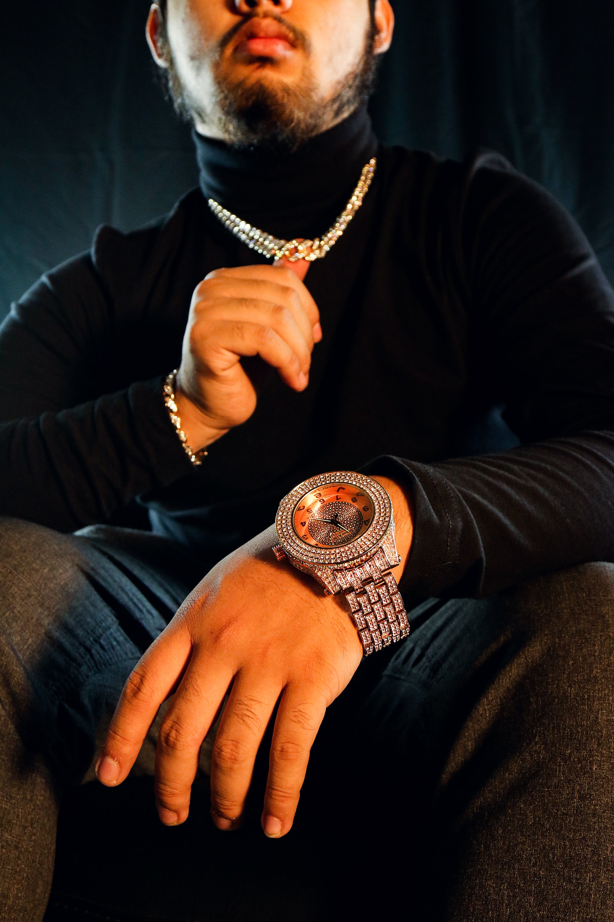 SST1 Rose Gold Iced Out / Quartz Techno KING Watch