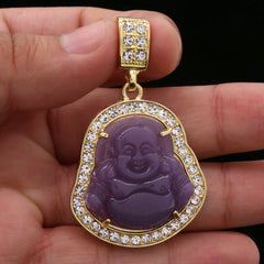 Light Purple Buddha Pendant w/ 4mm 24" Franco Chain