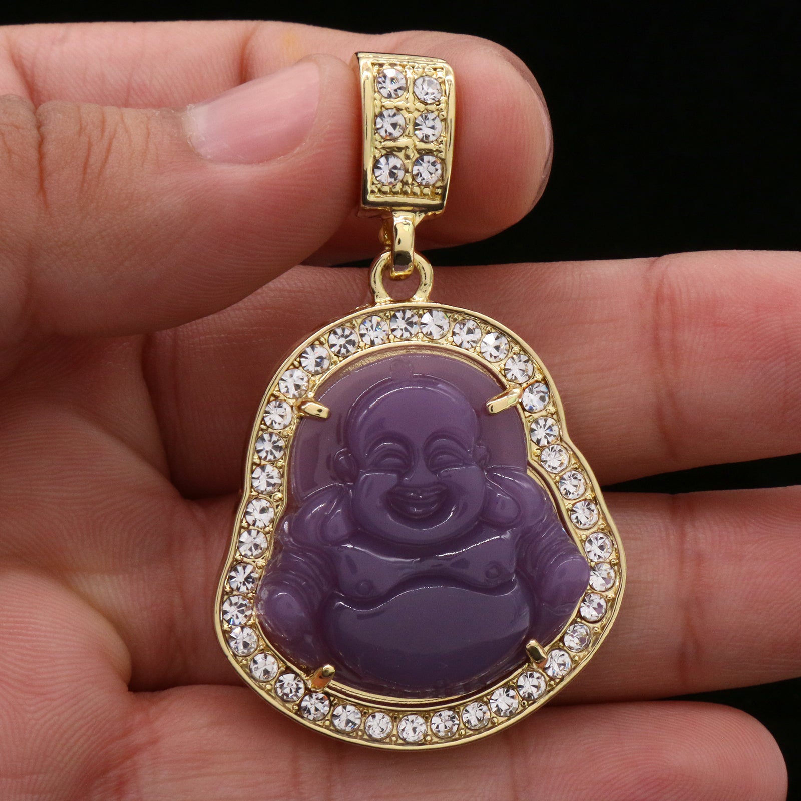 Light Purple Buddha w/ 3mm 24" SST Cuban Chain