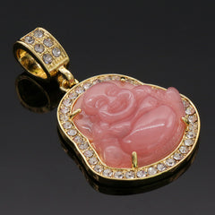 Light Pink Buddha Pendant w/ 4mm 24" Franco Chain