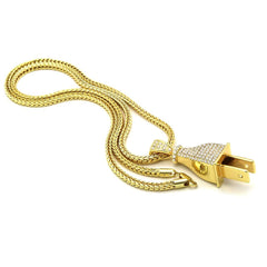 14k Gold Filled Cz Plug Pendant with Franco Chain