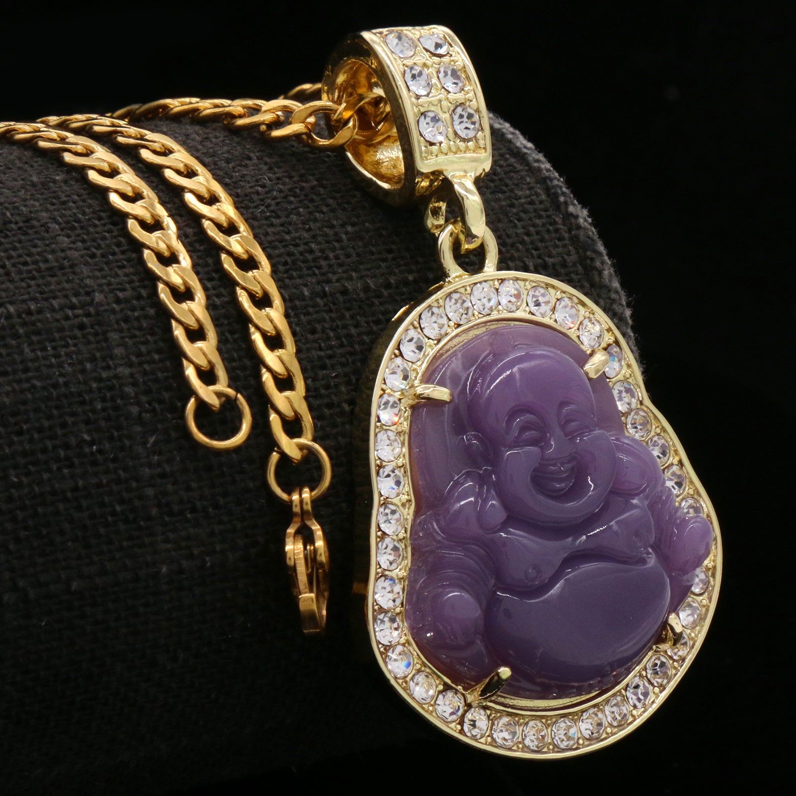 Light Purple Buddha w/ 3mm 24" SST Cuban Chain