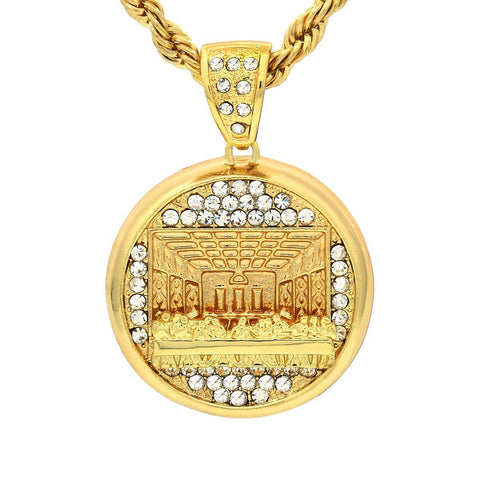 14k Gold Filled Last Supper Pendant with Rope Chain