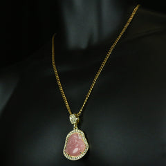 Light Pink Buddha Pendant w/ 3mm 24" SST Cuban Chain