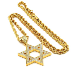 14k Gold Filled Star of DAvid Pendant with Rope Chain