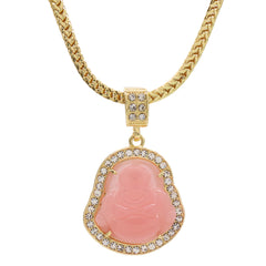 Light Pink Buddha Pendant w/ 4mm 24" Franco Chain