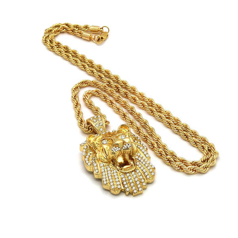 14k Gold Filled Lion Pendant with Rope Chain