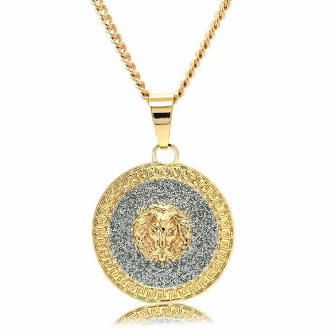 COIN LION NECKLACE PENDANT GOLD/SILVER