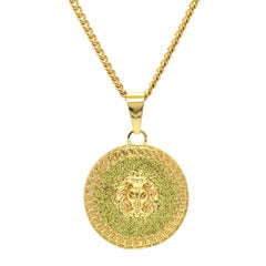 COIN LION NECKLACE PENDANT GOLD/GOLD