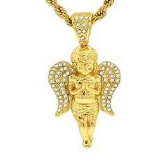 14k Gold Filled Angel Prayer Pendant with Rope Chain