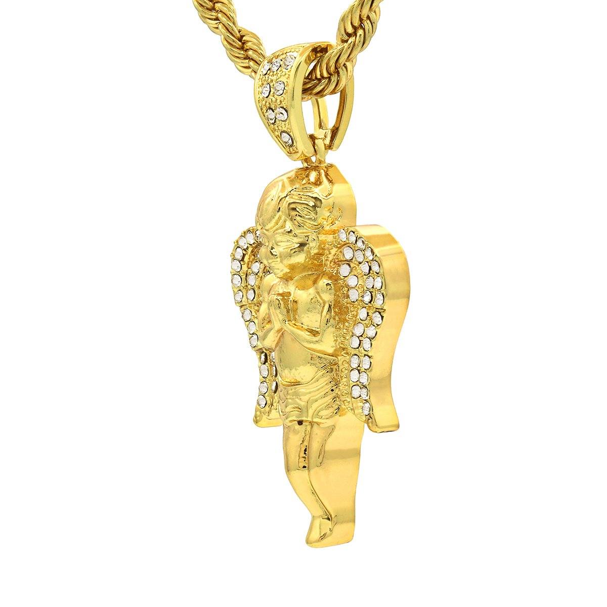 14k Gold Filled Angel Prayer Pendant with Rope Chain