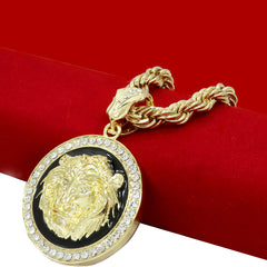 The Lion Coin Necklace Gold/Blk